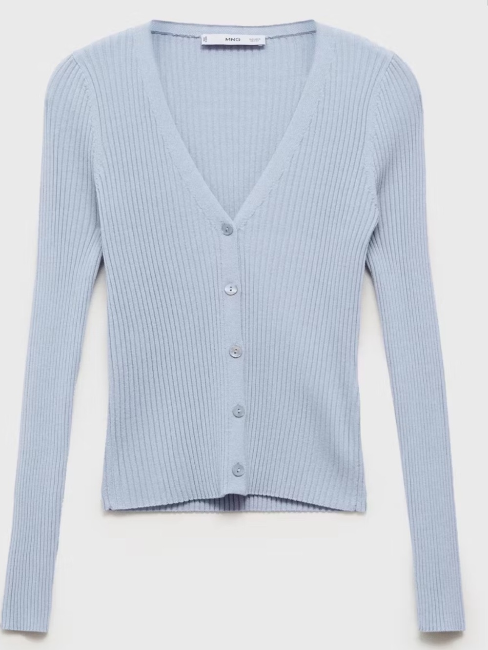 NWT Light Blue Ribbed V-Neck Button Cardigan
